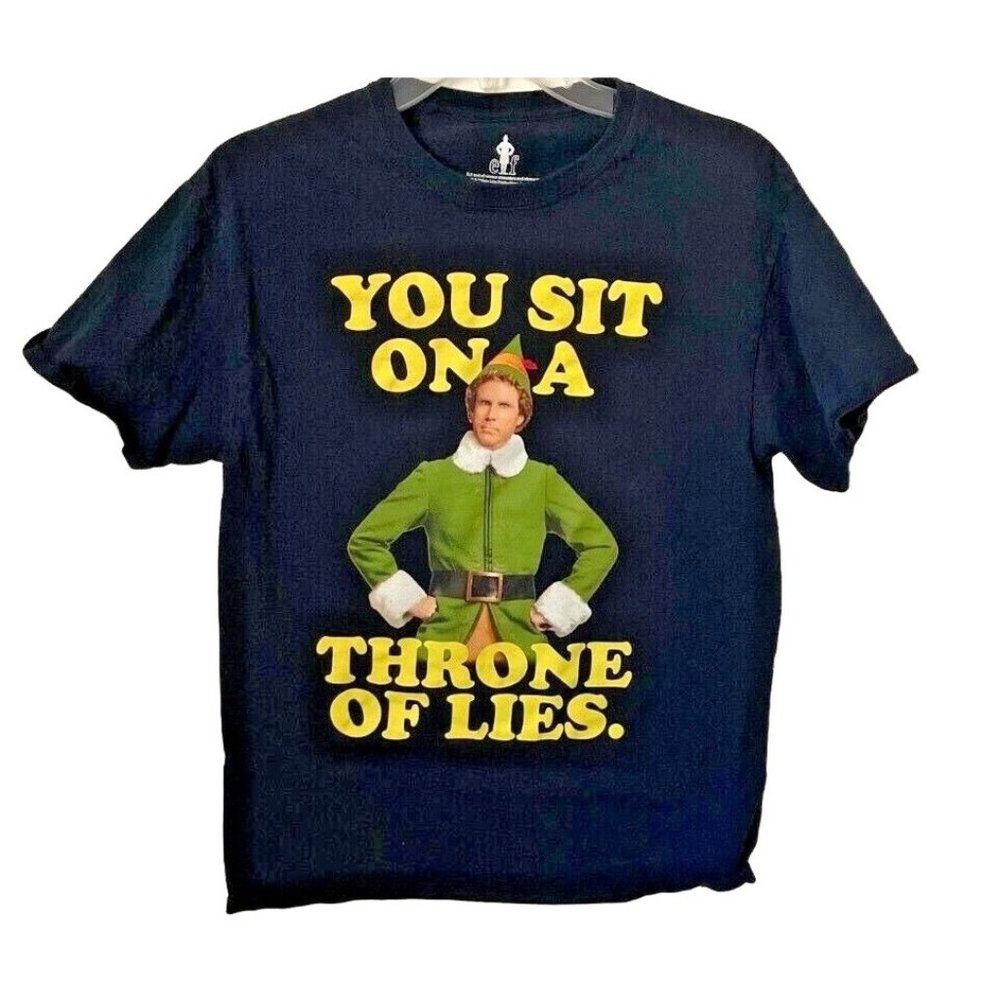 Men's Elf Xmas You Sit On A Throne Of Lies T-Shirt X-Mas- Med- Ripple Junction